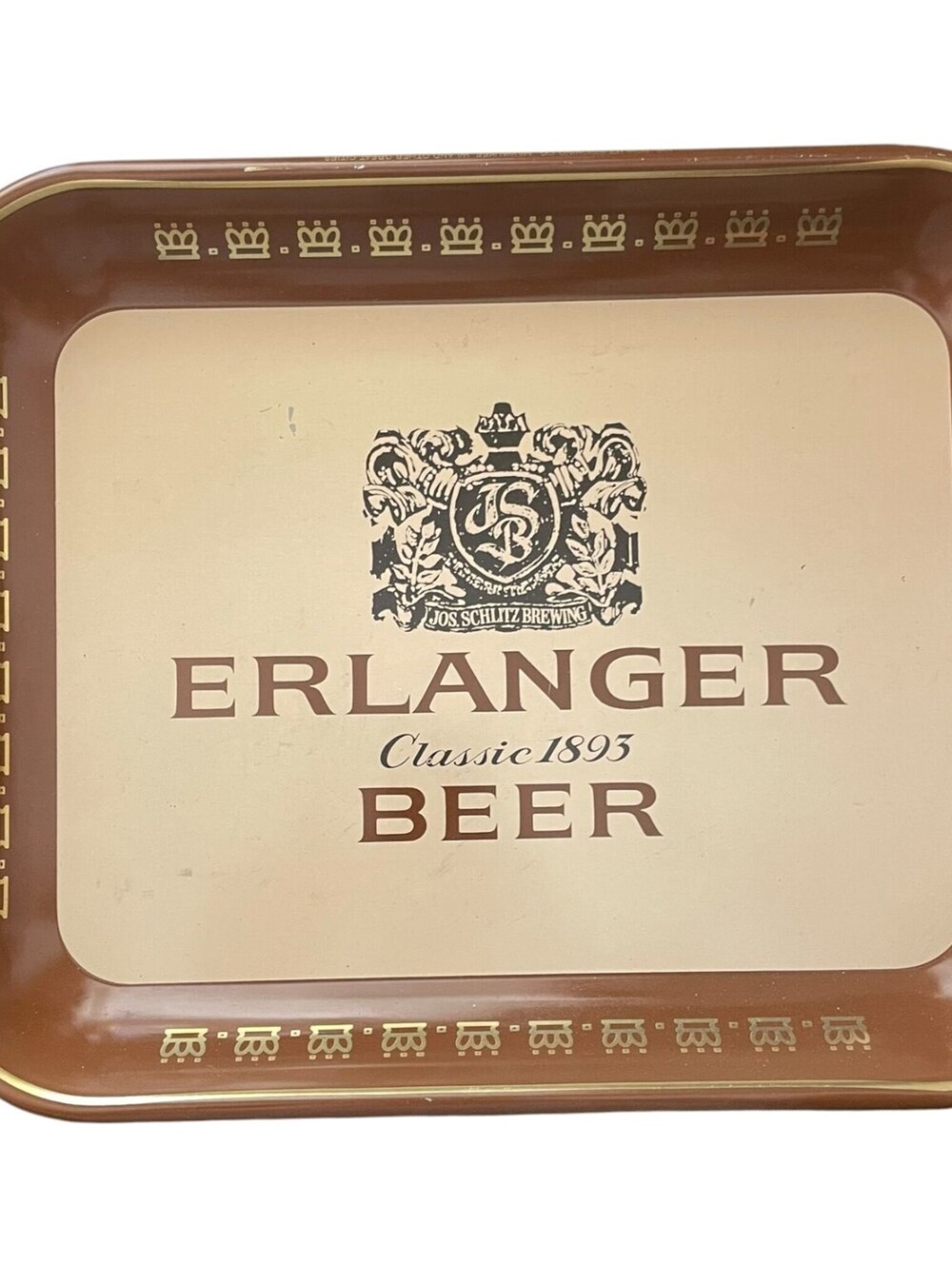 Vintage Erlanger Beer Jos. Schlitz Brewing Metal Serving Tray Classic 1893